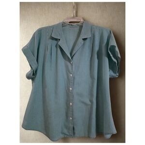Vintage Teal Button Down Shirt for Women